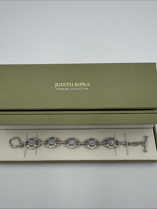 Judith Ripka Jewelry - Judith Ripka 925 Sterling Silver Cable Links Toggle 5 Oval Stones Bracelet